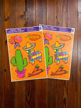 NEW NOS Vintage 90s Unique brand Cinco de Mayo window clings 2 sheets